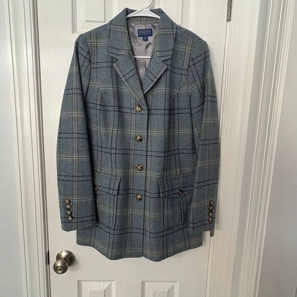 Pendleton Women’s Wool Blazer Size 10 – Blue Plaid “Oregon Wool” Lined Jacket - Picture 1 of 12